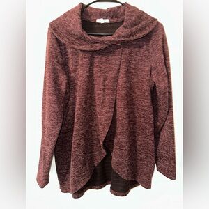 Maurices Women's Burgundy Cardigan Side Collar Button Sz L‎